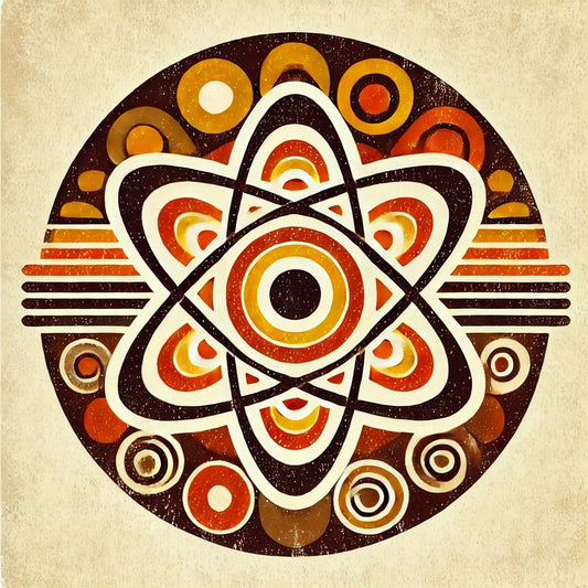 Vinyl sticker: Retro Atomic Symbol Sticker for Laptop, Wall, Car, Window, Bumper – 70s Geometric Design Decal, Waterproof and UV-Resistant for Truck, Auto, Water Bottle (4)