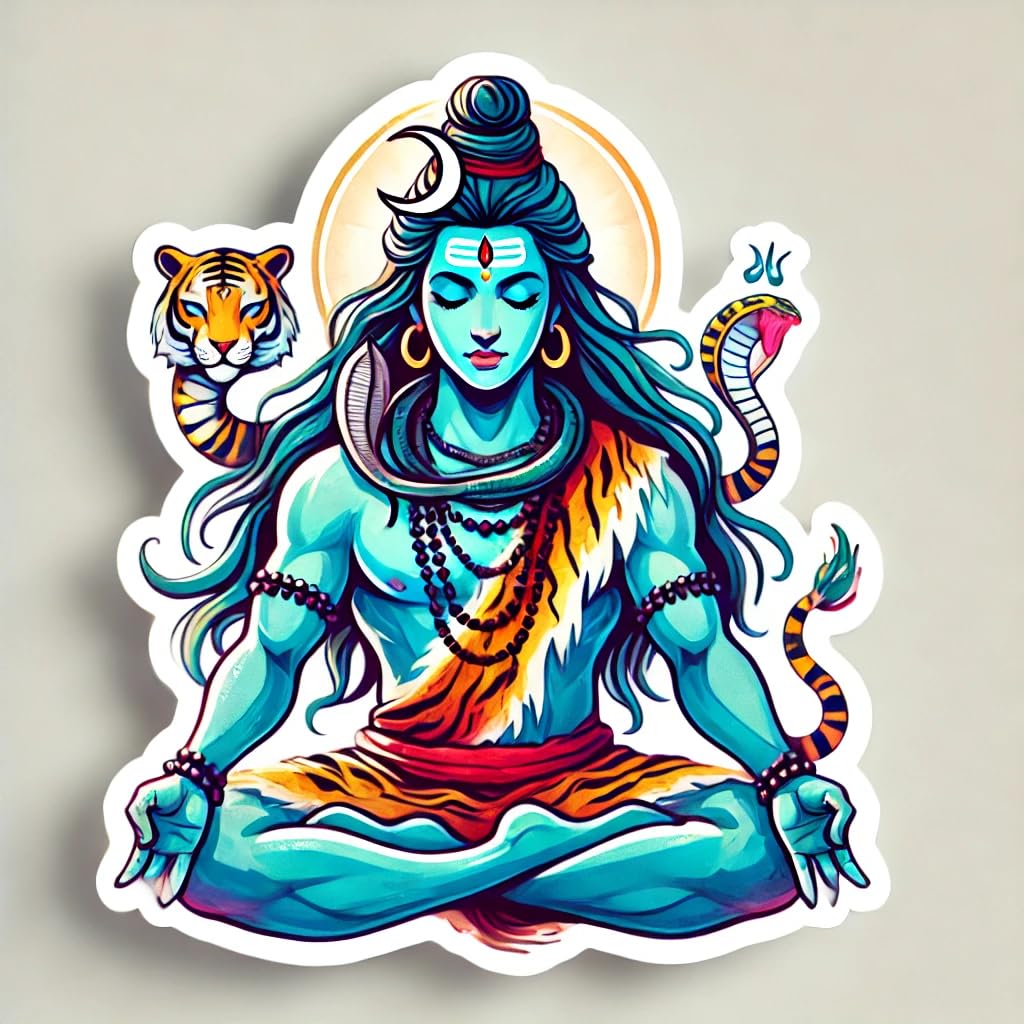 Vinyl sticker: Shiva Hindu God Watercolor Meditation Sticker for Laptop, Wall, Car, Window, Bumper, Decal, Truck, Waterproof, Auto, Water Bottle