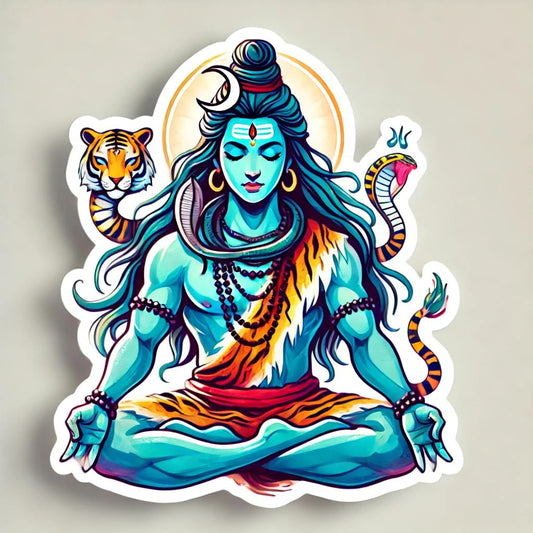 Vinyl sticker: Shiva Hindu God Watercolor Meditation Sticker for Laptop, Wall, Car, Window, Bumper, Decal, Truck, Waterproof, Auto, Water Bottle