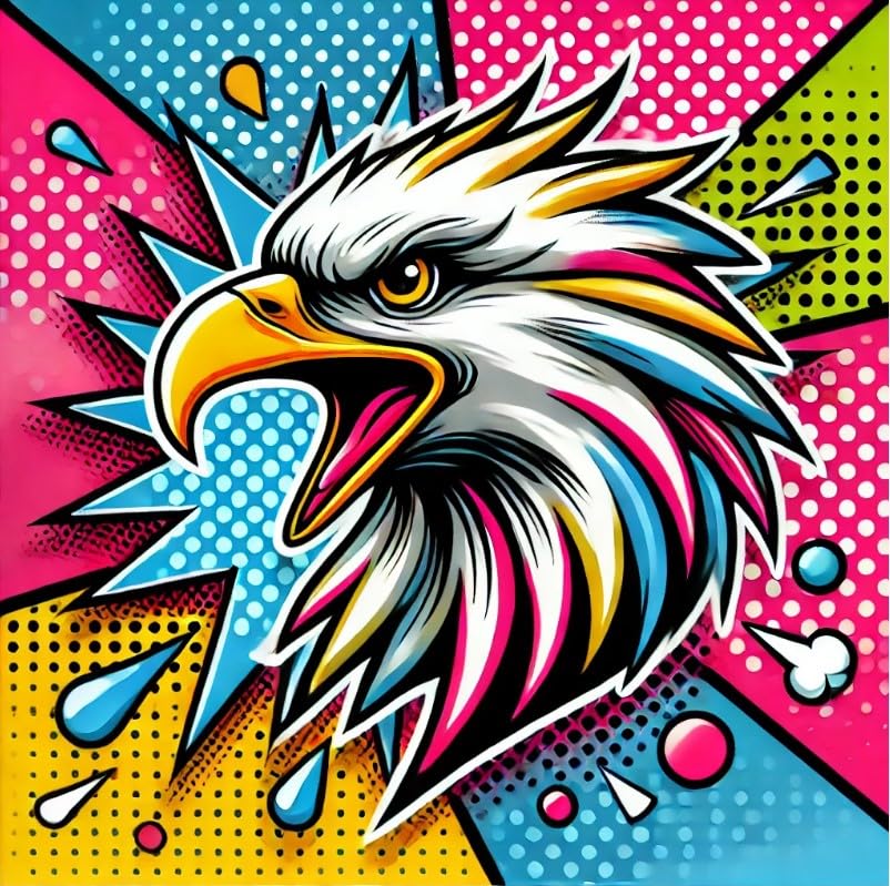 Vinyl sticker: Bold Pop-Art Eagle Decal Sticker for Laptop, Car, Wall, Window, Bumper, and Truck – Energetic Artistic Bird Design, Waterproof Vinyl Decor (4)