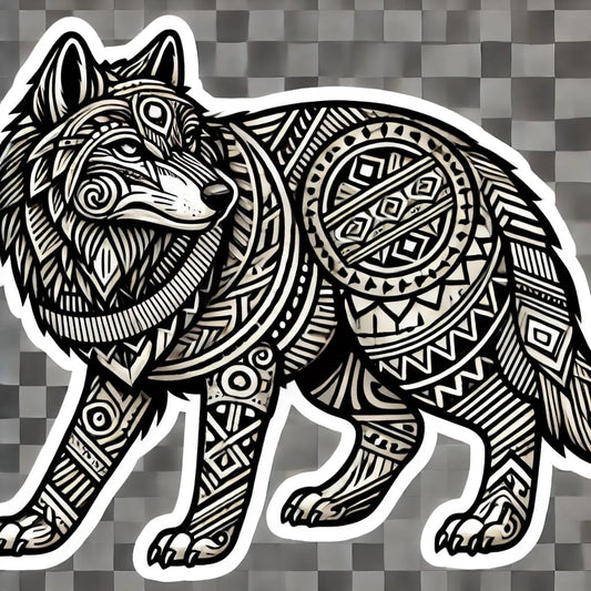 Vinyl sticker: Tribal Pattern Wolf Sticker Decal for Laptop, Wall, Car, Window, Bumper, Waterproof Vinyl Decal for Truck, Auto, Water Bottle (8)