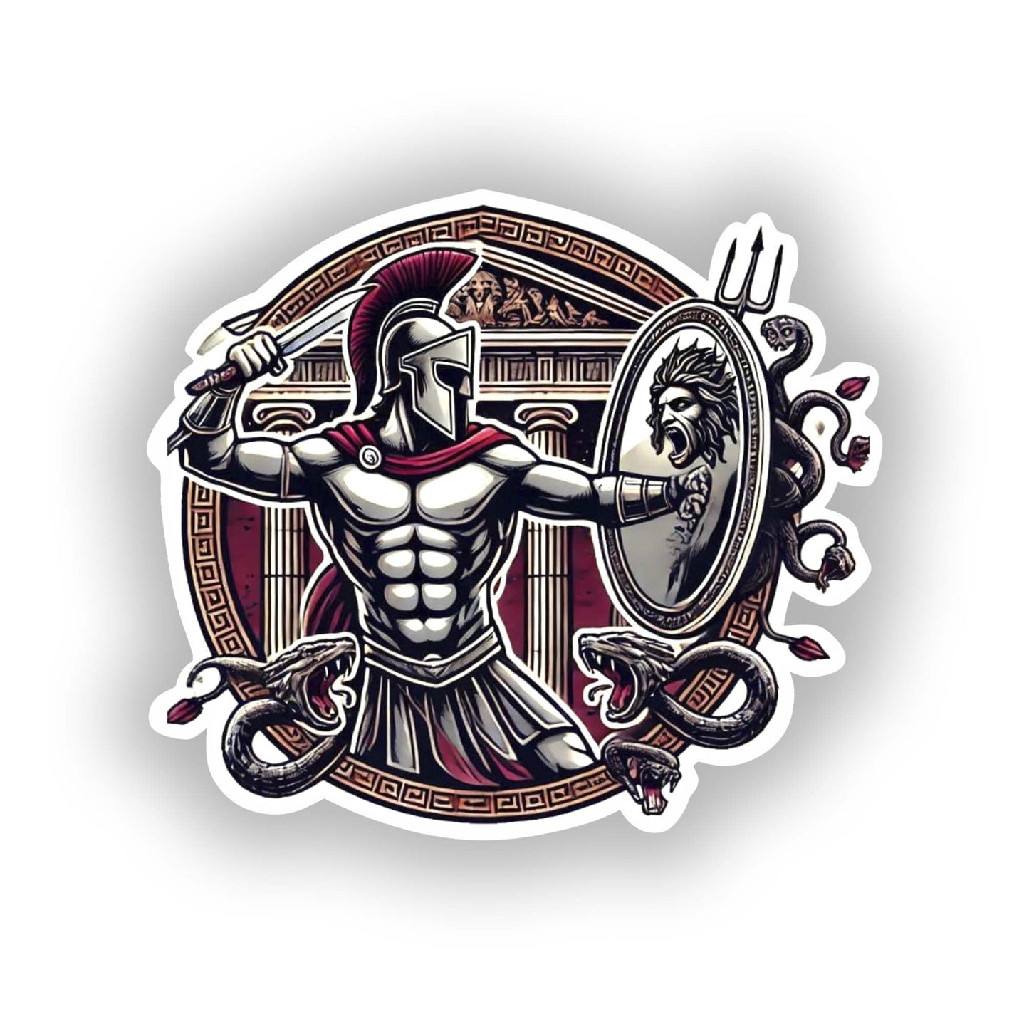 Vinyl sticker: Perseus vs Medusa Greek Mythology Sticker for Laptop, Wall, Car, Window, Bumper, Decal, Truck, Waterproof, Auto, Water Bottle