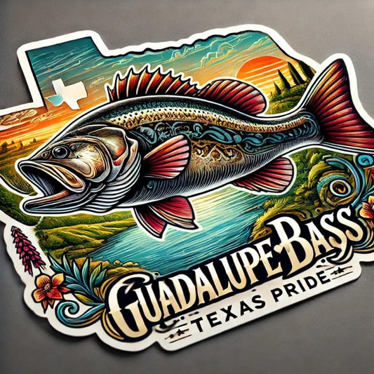 Vinyl sticker: Stylish Guadalupe Bass Decal for Laptop, Wall, Car, Window, Bumper, Waterproof Sticker for Trucks and Water Bottles