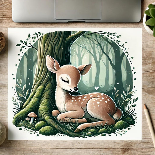 Vinyl sticker: Resting Deer Fawn Laptop, Wall, Car, Window, Bumper, Sticker, Decal, Truck, Waterproof Auto, Water Bottle Decoration (4)