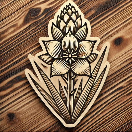 Vinyl sticker: Rustic Wood-Style Yucca Flower Sticker for Laptop Car Window Bumper Wall Truck Auto Water Bottle – Engraved Burnt Effect Vinyl Decal New Mexico Symbol (4)
