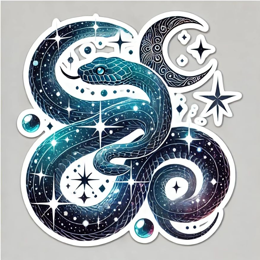 Vinyl sticker: Celestial Snake Sticker for Laptop, Wall, Car, Window, Bumper, Truck, Waterproof Decal, Auto, and Water Bottle
