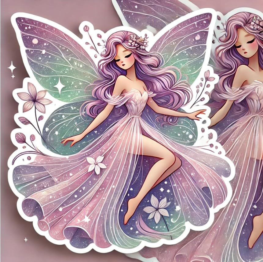 Vinyl sticker: Magical Fairy Sticker for Laptop, Wall, Car Window, Bumper, Waterproof Truck Decal, Auto Water Bottle Decor