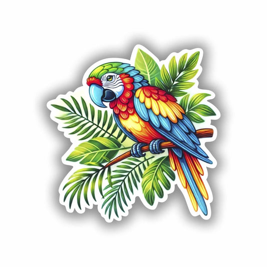 Vinyl sticker: Tropical Parrot Sticker for Laptop, Wall, Car, Window, Bumper, Truck, Waterproof Decal