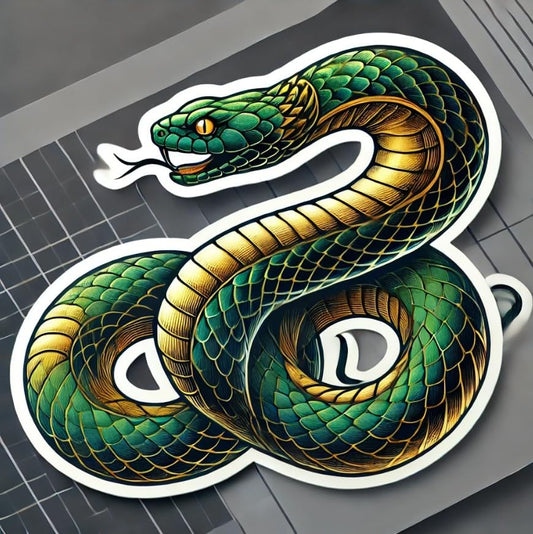 Vinyl sticker: Realistic Green Snake Sticker for Laptop, Wall, Car, Window, Bumper, Decal, Waterproof Auto, Truck, Water Bottle