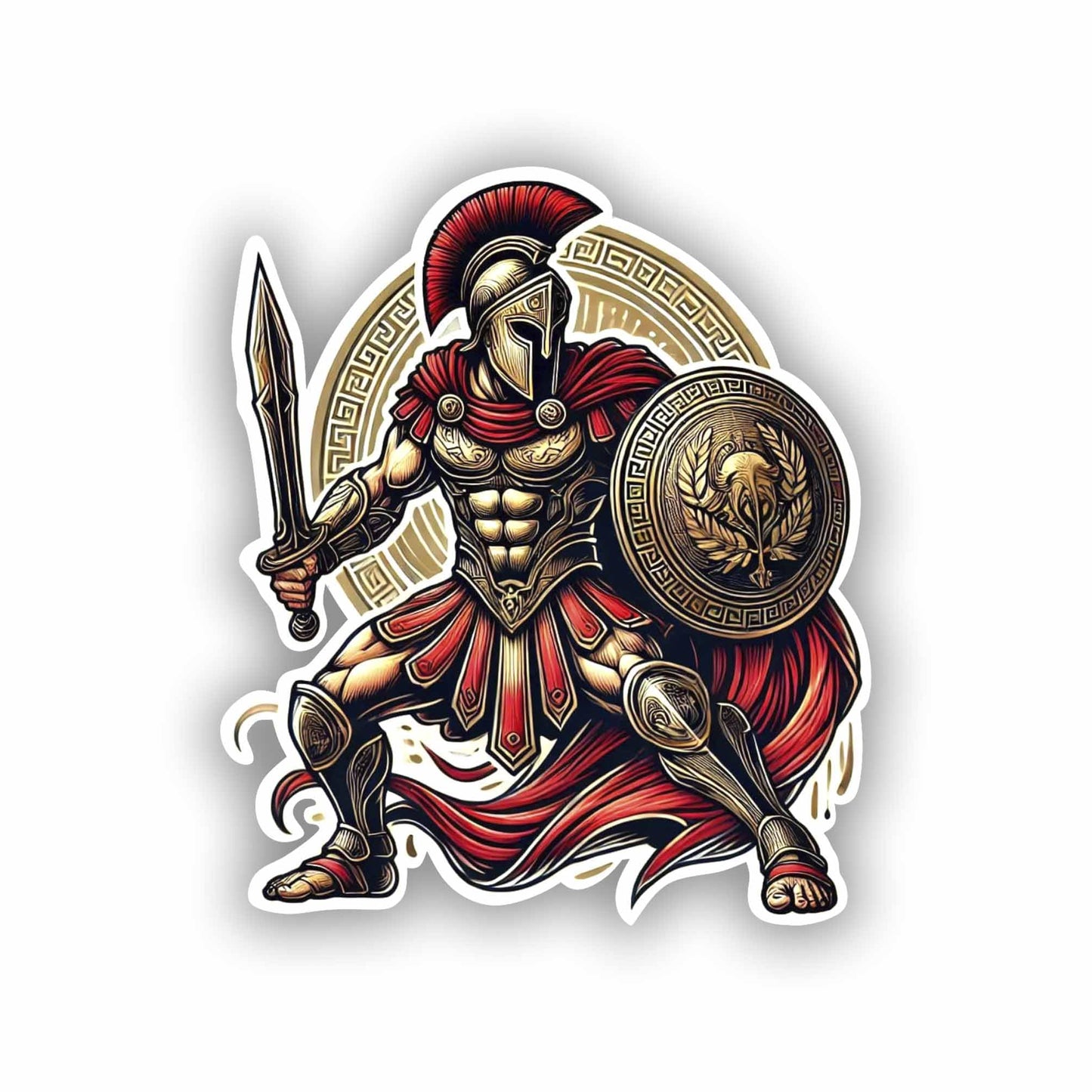 Vinyl sticker: Greek God Spartan Trojan Vinyl Sticker Decal - Ornate Warrior Helmet Design for Laptop, Wall, Car, Window, Bumper, Truck - Waterproof, Durable Auto, and Water Bottle Decal
