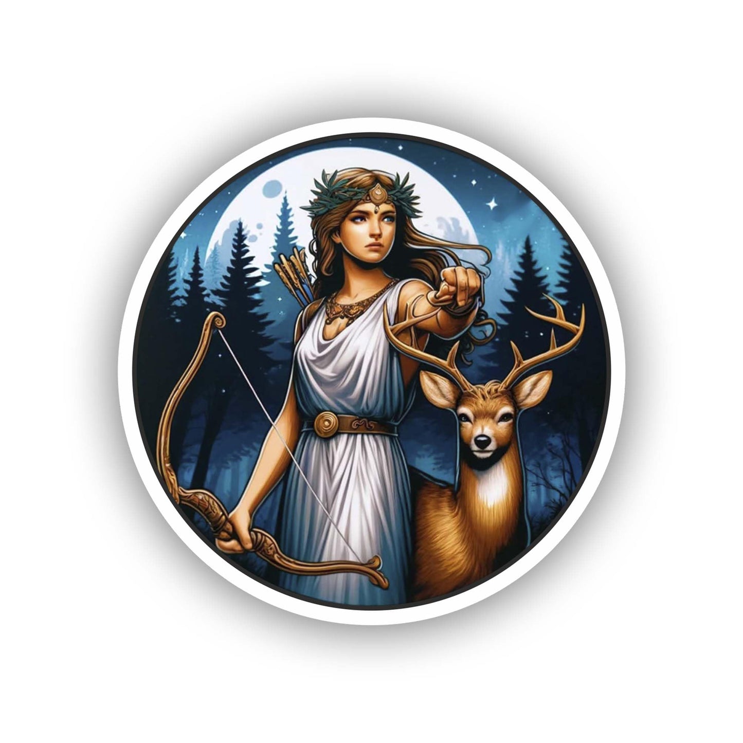 Vinyl sticker: Realistic Artemis Greek Goddess Sticker for Car, Laptop, Window, Wall, Bumper, Waterproof Decal, Mythological Design.