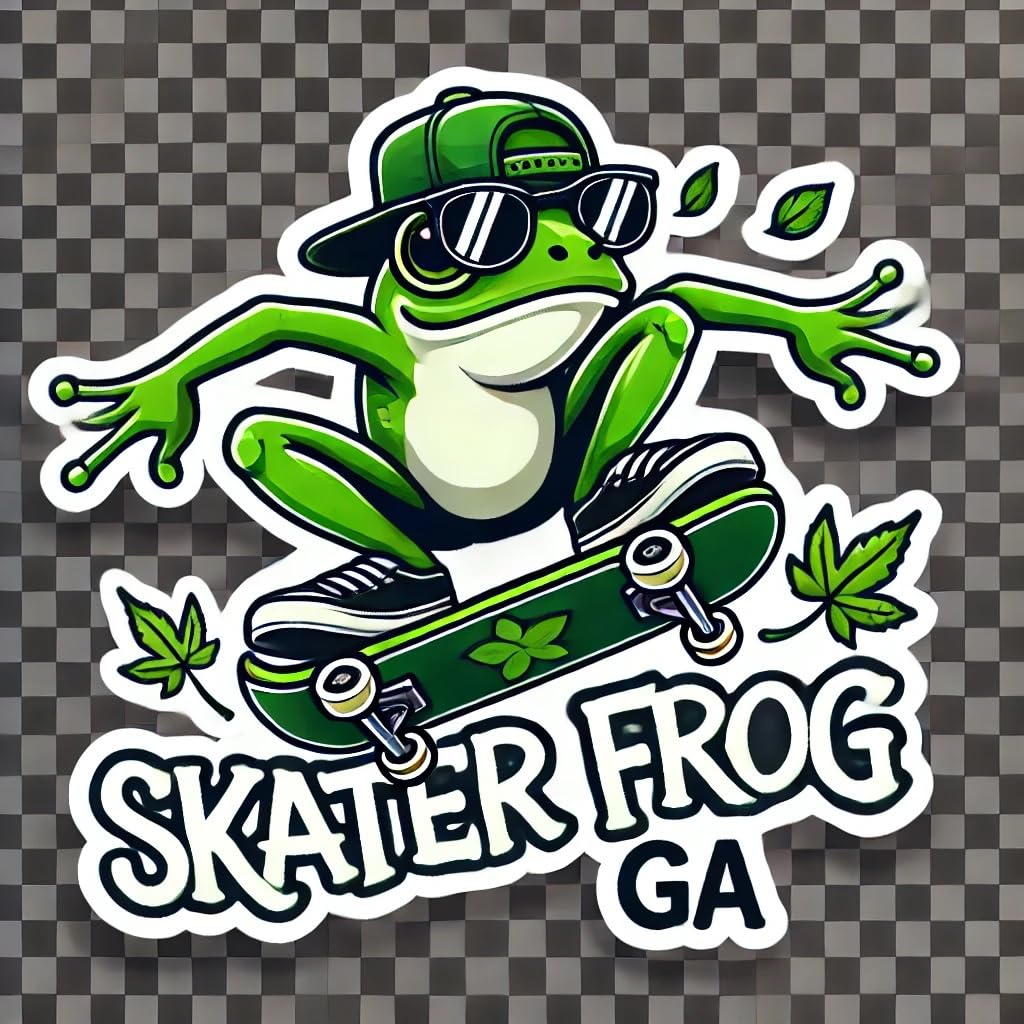 Vinyl sticker: Waterproof Car Laptop Window Wall Bumper Sticker Decal Auto Truck Water Bottle – Skater American Green Tree Frog with Sunglasses and Hat Georgia Fun Wildlife