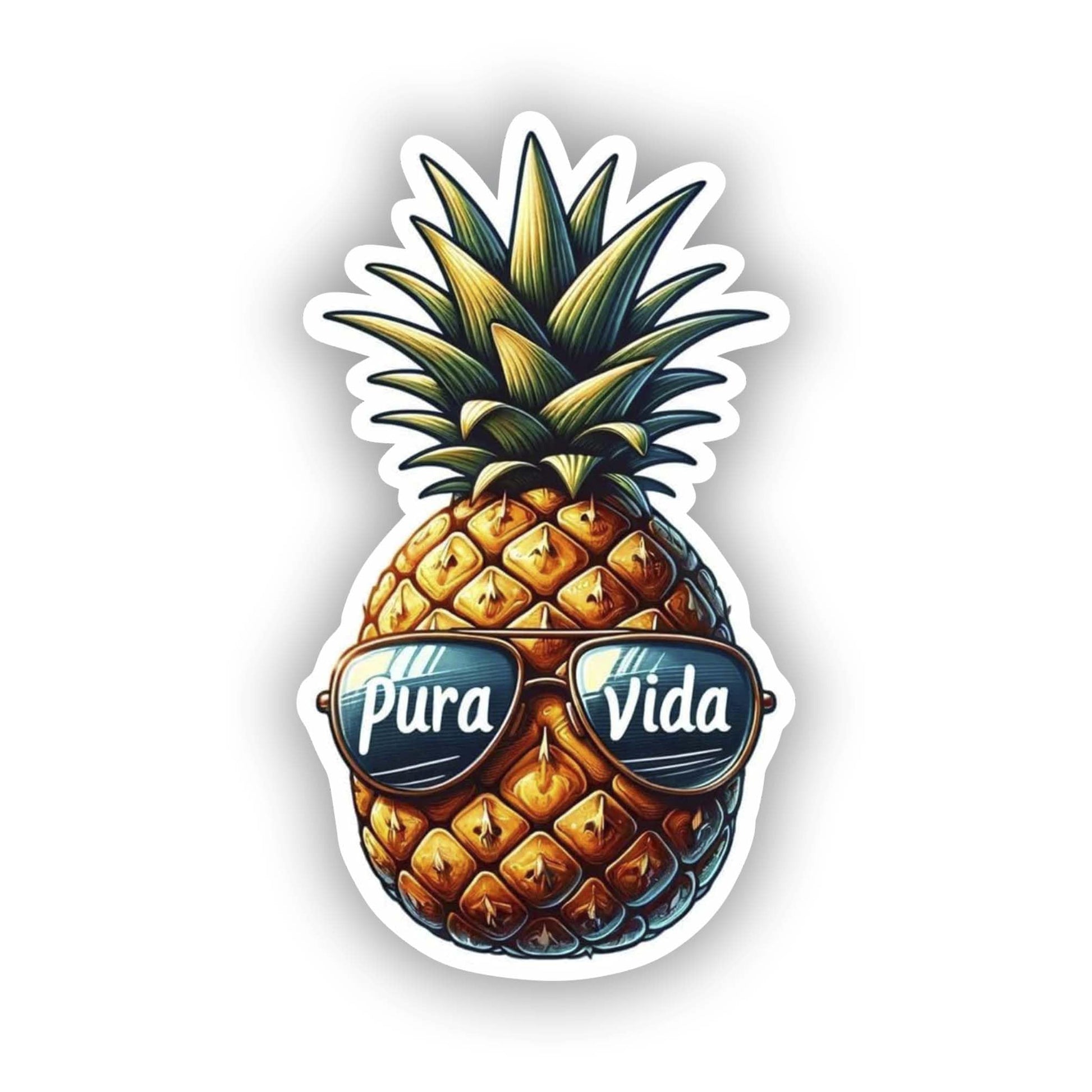 Vinyl sticker: Sticker Pura Vida Tropical Pineapple Glasses Decal Embrace The Surf Sunset Wildlife Vibes for Car Truck Bumper Laptop Tumbler