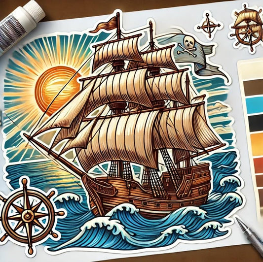 Vinyl sticker: Set Sail Nautical-Themed Sticker for Laptop, Wall, Car, Window, Bumper, Waterproof Decal for Truck, Water Bottle, Auto, and Boat. Variation 6