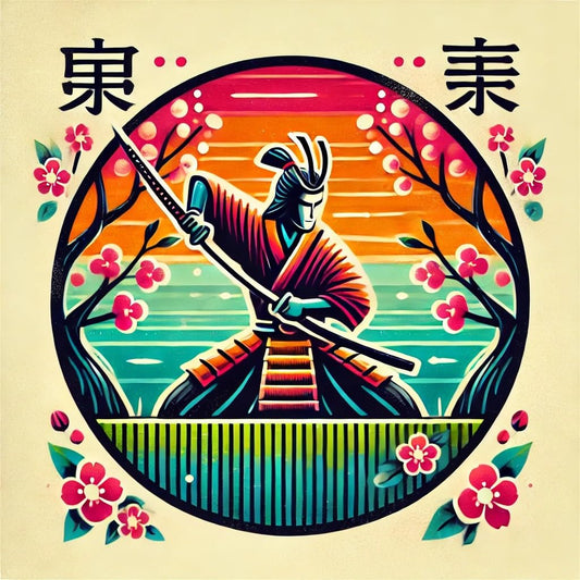 Vinyl sticker: Samurai Practicing in Garden Sticker for Laptop, Wall, Car, Window, Bumper, Truck, Waterproof Auto Water Bottle