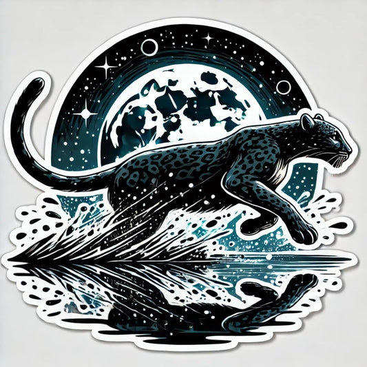 Vinyl sticker: Running Leopard at Night Sticker for Laptop, Wall, Car, Window, Bumper, Decal, Waterproof Truck Vinyl for Auto and Water Bottle (4)