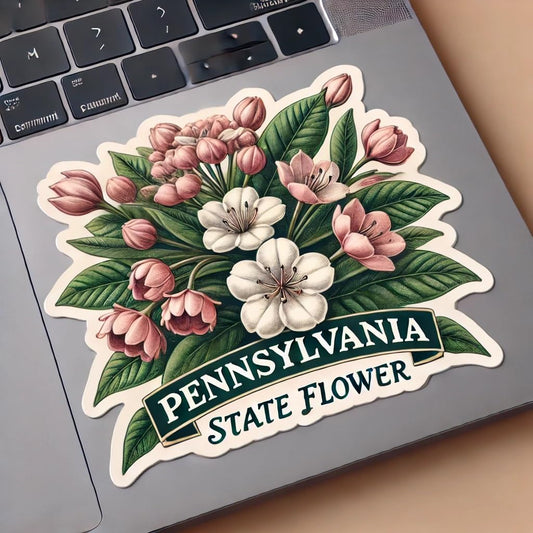 Vinyl sticker: Realistic Mountain Laurel Pennsylvania State Flower Laptop Wall Car Window Bumper Sticker Decal Truck Waterproof Auto Water Bottle (6)