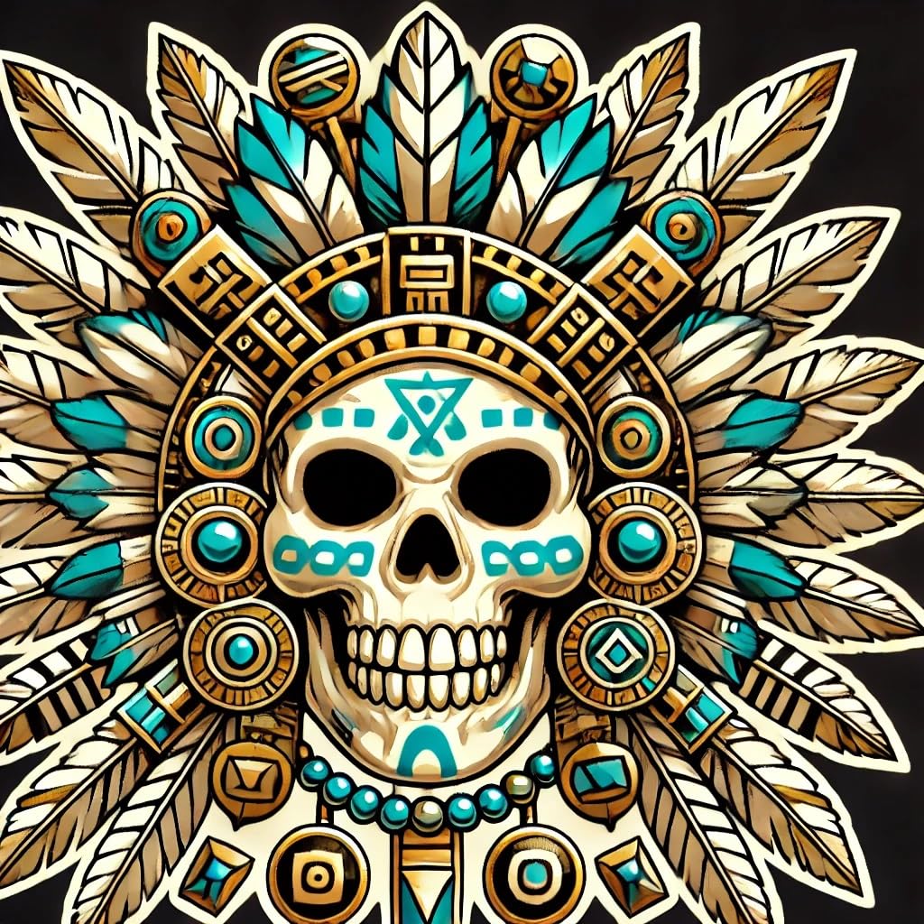 Vinyl sticker: Powerful Aztec God Mictlantecuhtli Vinyl Sticker for Laptop Wall Car Window Bumper Truck Waterproof Auto Water Bottle