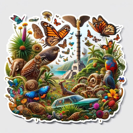 Vinyl sticker: Sticker Butterfly Parrot Angel of Independence Car Patriotic Mexico Vinyl Decal Waterproof Weather Resistant Letters Estado Aguila Mexican Flag Design Perfect for Car Truck Bumper Laptop Tumbler (8")