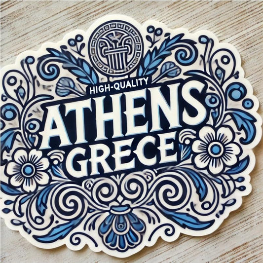Vinyl sticker: Athens Greece Floral Souvenir Sticker for Laptop, Wall, Car, Window, Bumper, Decal, Truck, Waterproof, Auto, Water Bottle
