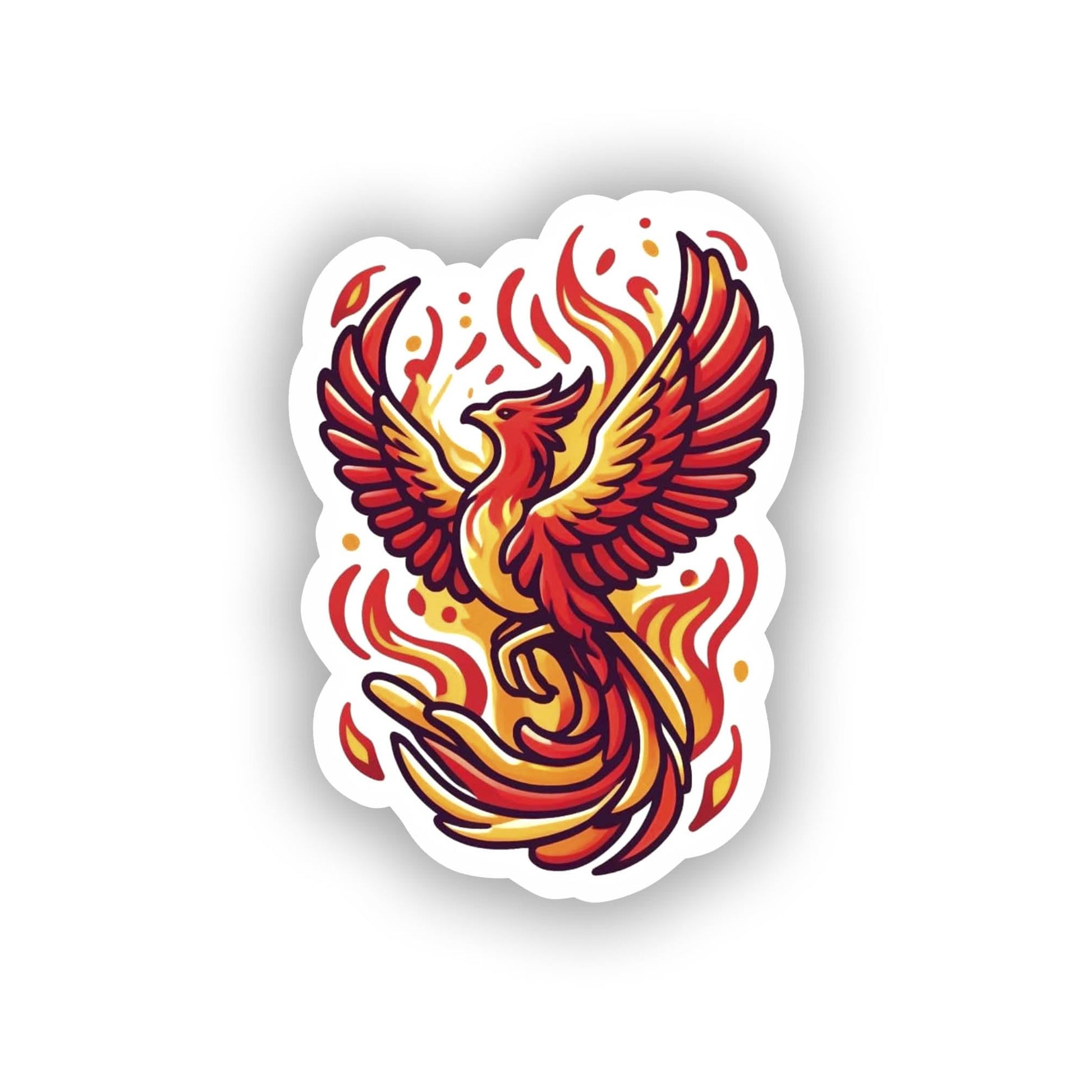 Vinyl sticker: Retro Phoenix Rising from Flames Sticker for Car, Laptop, Window, Wall, Bumper, Waterproof Decal