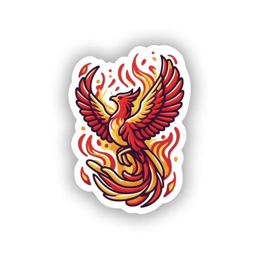 Vinyl sticker: Retro Phoenix Rising from Flames Sticker for Car, Laptop, Window, Wall, Bumper, Waterproof Decal