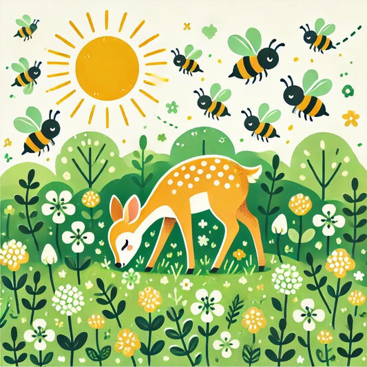 Vinyl sticker: Spring Clover Field Deer Laptop, Wall, Car, Window, Bumper, Sticker, Decal, Truck, Waterproof Auto, Water Bottle Decoration (6)