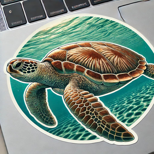 Vinyl sticker: Classic Graceful Sea Turtle Sticker - Waterproof Vinyl Decal for Laptop, Car, Wall, Window, Bumper, Truck, and Water Bottle (4)