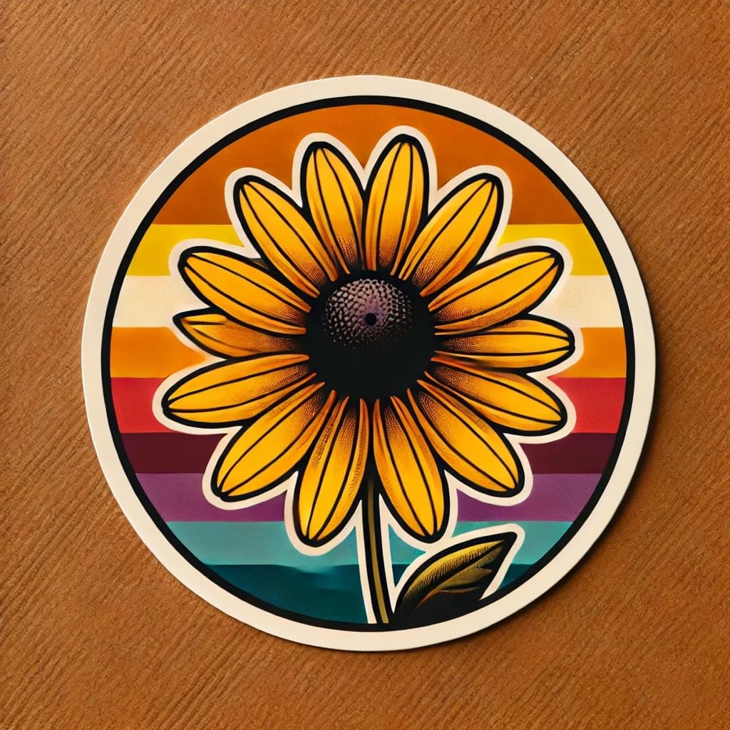 Vinyl sticker: Black-Eyed Susan Maryland Wildflower Laptop Wall Car Window Bumper Sticker Decal Truck Waterproof Auto Water Bottle Retro 70s Design
