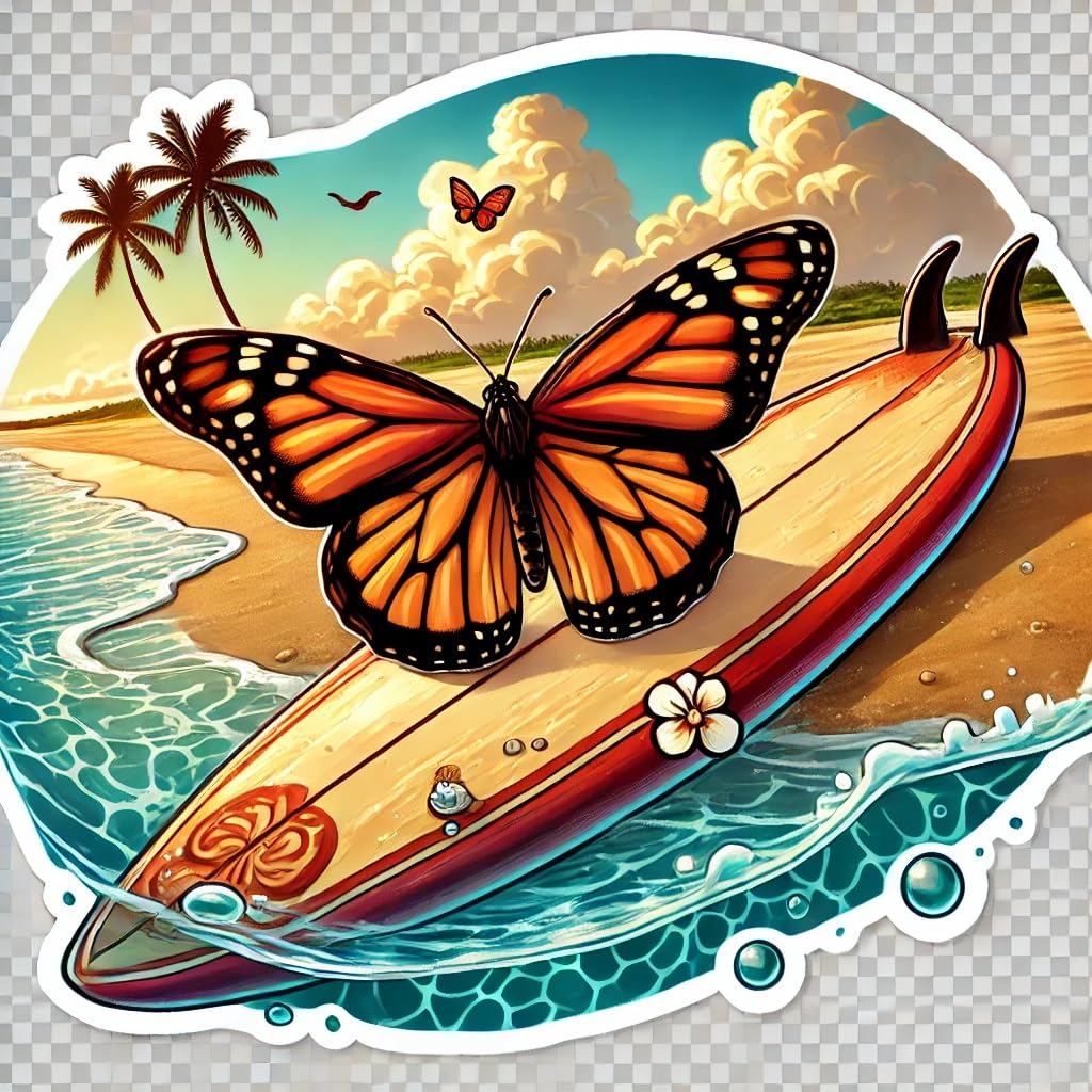 Vinyl sticker: Waterproof Window Laptop Car Bumper Wall Sticker Decal for Auto Truck Bottle – Vanessa tameamea Butterfly Hovering Above Lava Rocks with Fiery Hawaiian Volcanic Glow Design (4)