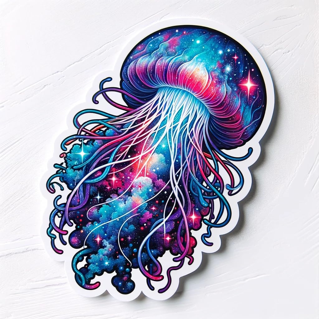 Vinyl sticker: Cosmic Jellyfish Sticker Decal - Ethereal Design for Laptop, Wall, Car, Window, Bumper, Truck, Waterproof, Auto, Water Bottle (6)