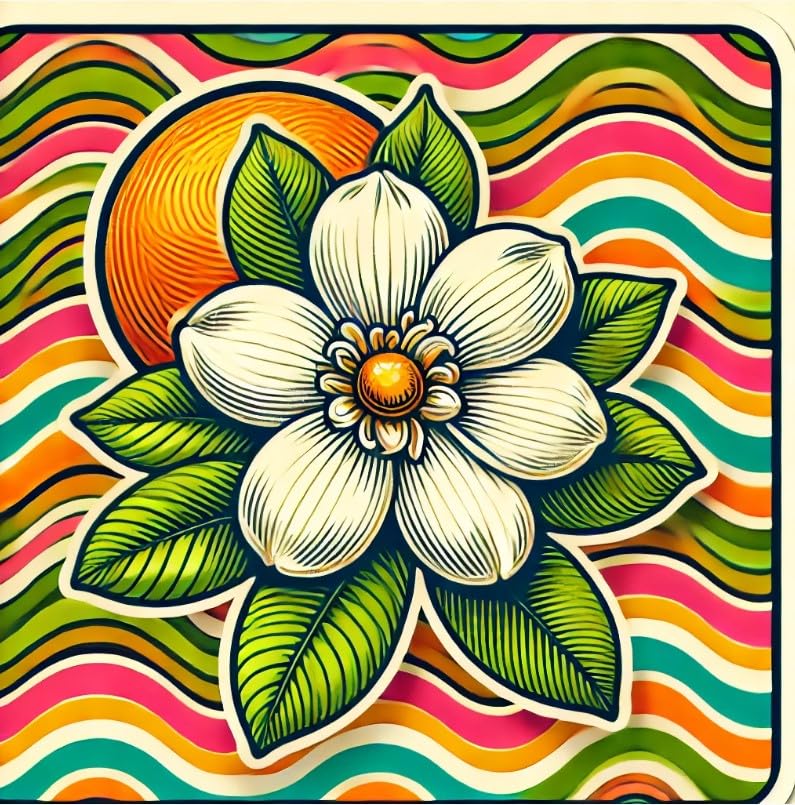 Vinyl sticker: Retro 70s Florida Orange Blossom Sticker - Waterproof Car, Laptop, Window, Bumper, Auto, Truck, Water Bottle, Wall, Decal (4)