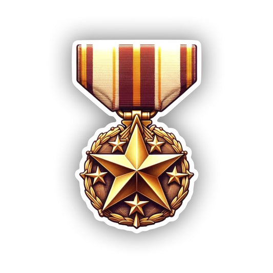 Vinyl sticker: Valor and Bravery Bronze Star Medal Sticker with V-Device - Heroic Military Decal for Laptop, Car, Window, Bumper, Wall, Truck - Waterproof, Durable Vinyl (6)