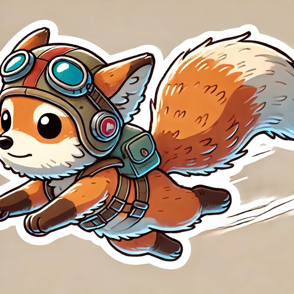 Vinyl sticker: Playful Flying Fox Laptop Wall Car Window Bumper Sticker Decal - Childish Cartoon Style - Waterproof and Durable for Auto, Truck, Water Bottle, More