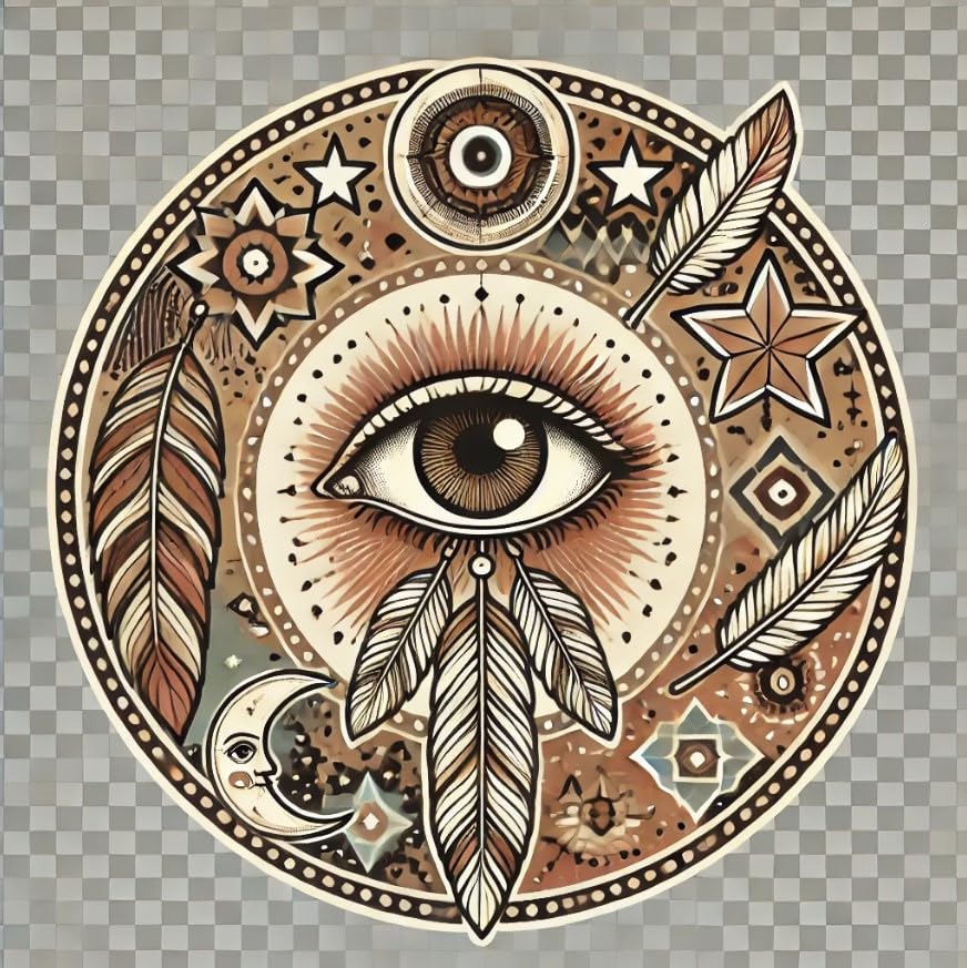 Vinyl sticker: Boho Eye Art Mystical Decal Sticker for Laptop, Wall, Car Window, and Bumper – Unique Vinyl Design with Stars and Feathers, Waterproof for Car, Water Bottle, Auto and Truck Decor (6)