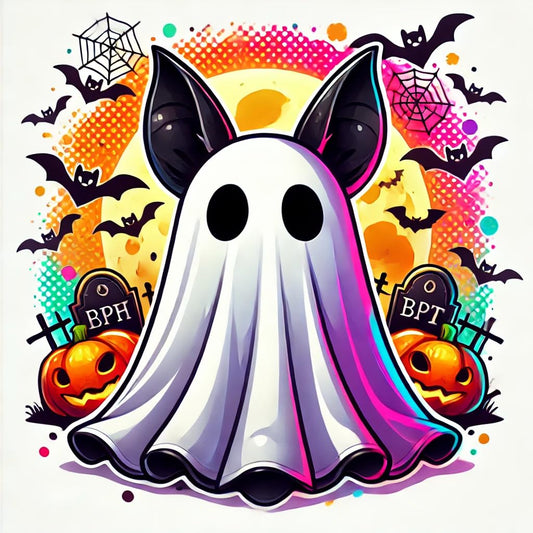 Vinyl sticker: Colorful Minimalist Black Bat Ghost Costume Sticker for Laptop, Wall, Car, Window, Bumper, and Water Bottle – Waterproof, Auto Decal for Truck and More (4)