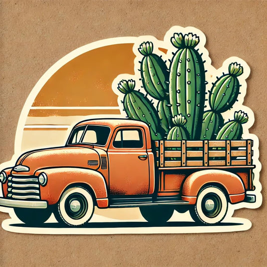 Vinyl sticker: Cactus Retro Truck Sticker Decal - Rusty Orange Vintage Design for Laptop, Wall, Car, Window, Bumper, Truck - Waterproof, Durable Auto, and Water Bottle Decoration (4)