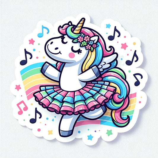Vinyl sticker: Cartoon Unicorn Sticker Decal - Cheerful Design for Laptop, Wall, Car, Window, Bumper, Truck, Waterproof, Auto, Water Bottle