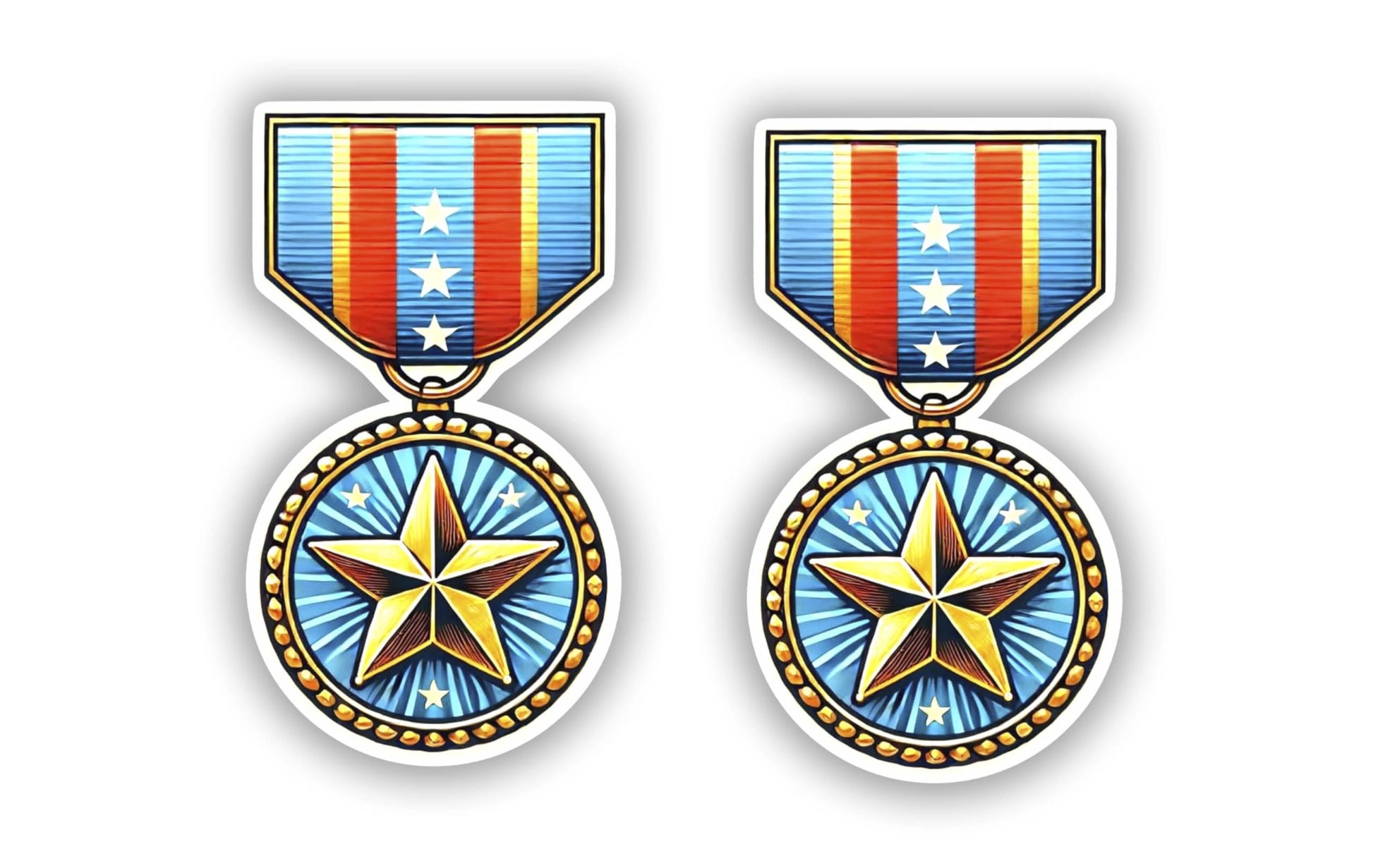 Vinyl sticker: Set of 2 Military Honor Medal Sticker - Vibrant Vinyl Decal for Laptop, Wall, Car, Window, Bumper, Truck, Water Bottle - Medal with American Flag Background Design (4)