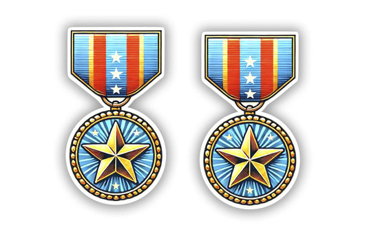 Vinyl sticker: Set of 2 Military Honor Medal Sticker - Vibrant Vinyl Decal for Laptop, Wall, Car, Window, Bumper, Truck, Water Bottle - Medal with American Flag Background Design (4)