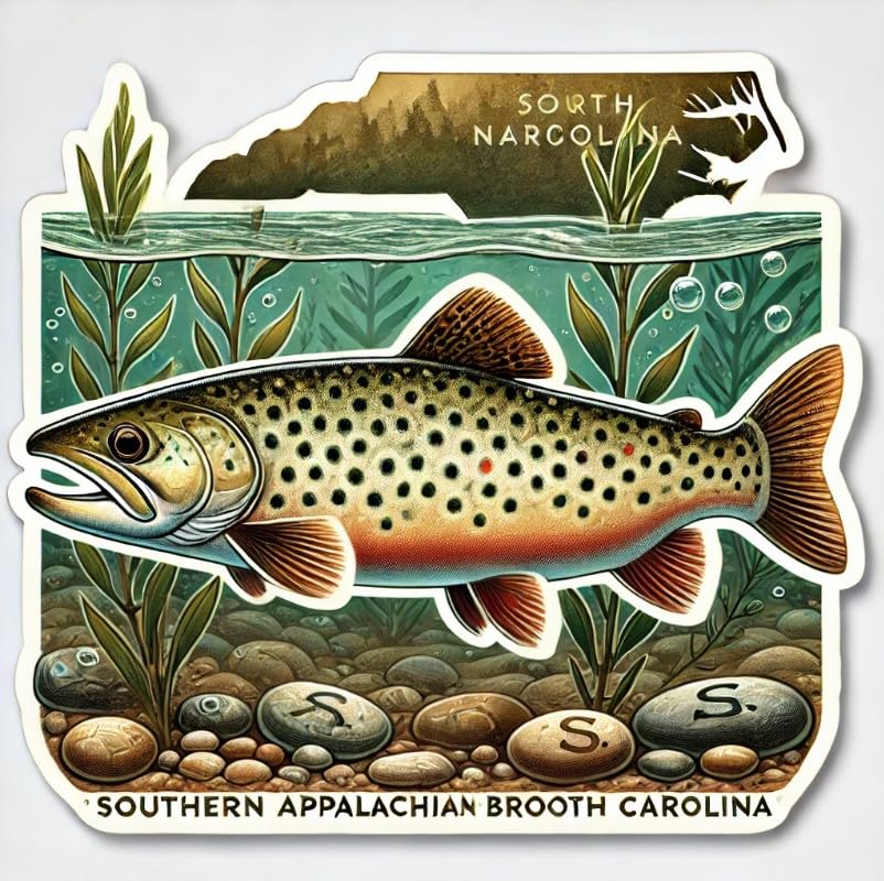 Vinyl sticker: Riverbed Southern Appalachian Brook Trout Laptop Wall Car Window Bumper Sticker Decal Truck Waterproof Auto Water Bottle (4)