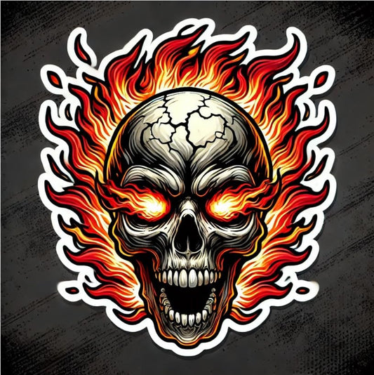 Vinyl sticker: Skull with Fire Eyes Sticker for Laptop, Car, Window, Wall, Bumper, Waterproof Decal for Truck, Auto, Water Bottle, and More (6)