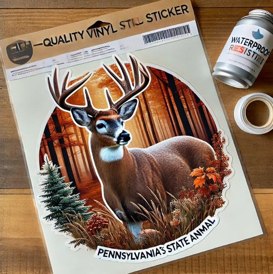 Vinyl sticker: Rustic White-Tailed Deer Vinyl Sticker for Laptop, Wall, Car, Window, Bumper, Decal, Truck, Waterproof, Auto, Water Bottle