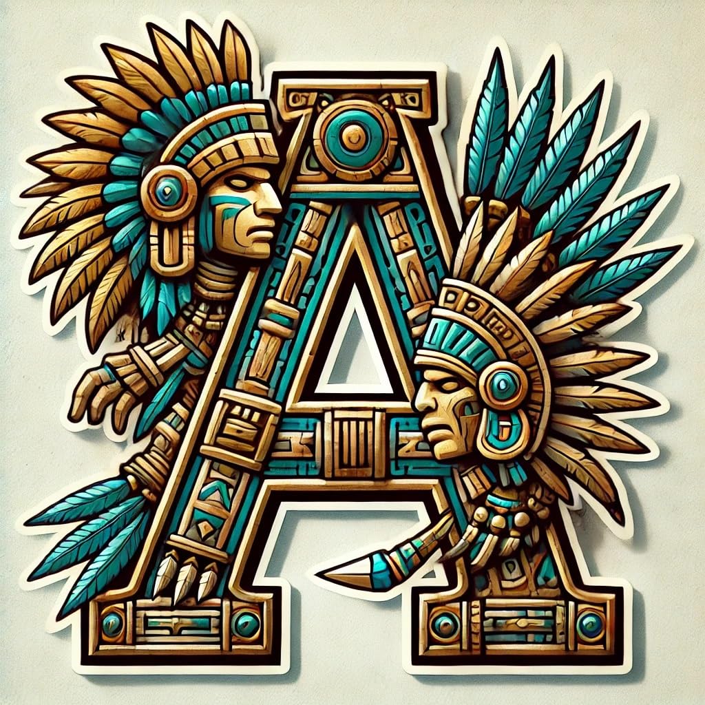 Vinyl sticker: Aztec Letterings: Knights and Warriors Letter A Vinyl Sticker for Laptop Wall Car Window Bumper Truck Waterproof Auto Water Bottle (6)