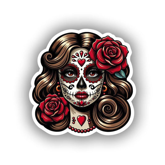 Vinyl sticker: Sticker Beautiful La Calavera Catrina Rose Patriotic Mexico Vinyl Decal Waterproof Weather Resistant Letters Estado Aguila Mexican Flag Design Perfect for Car Truck Bumper Laptop Tumbler (8")
