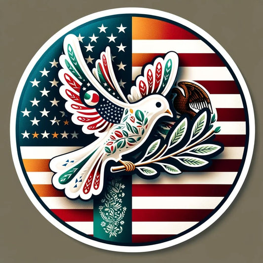 Vinyl sticker: USA-Mexico Peace Dove Sticker: Symbolic Decal of Unity for Peace Advocates (4)