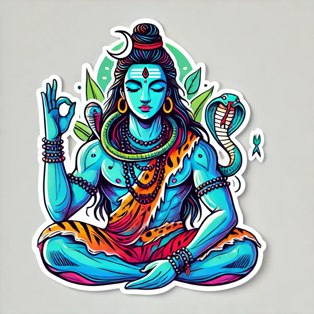 Vinyl sticker: Shiva Hindu God Modern Abstract Meditation Sticker for Laptop, Wall, Car, Window, Bumper, Decal, Truck, Waterproof, Auto, Water Bottle