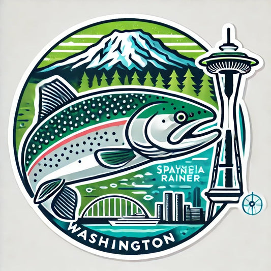 Vinyl sticker: Steelhead Trout Decal for Laptop, Wall, Car, Window, Bumper, Sticker with Hiking Trail Design, Waterproof Auto Truck Vinyl for Water Bottles (6)