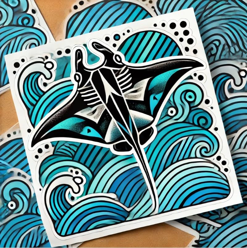 Vinyl sticker: Geometric Manta Ray Sticker for Laptop, Wall, Car, Window, Bumper, Waterproof Decal for Truck, Auto, Water Bottle