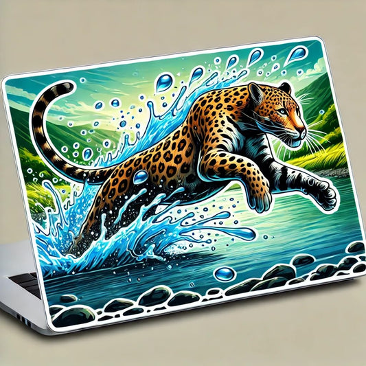Vinyl sticker: Running Leopard Splashing Water Sticker for Laptop, Wall, Car, Window, Bumper, Decal, Waterproof Truck Vinyl for Auto and Water Bottle (8)
